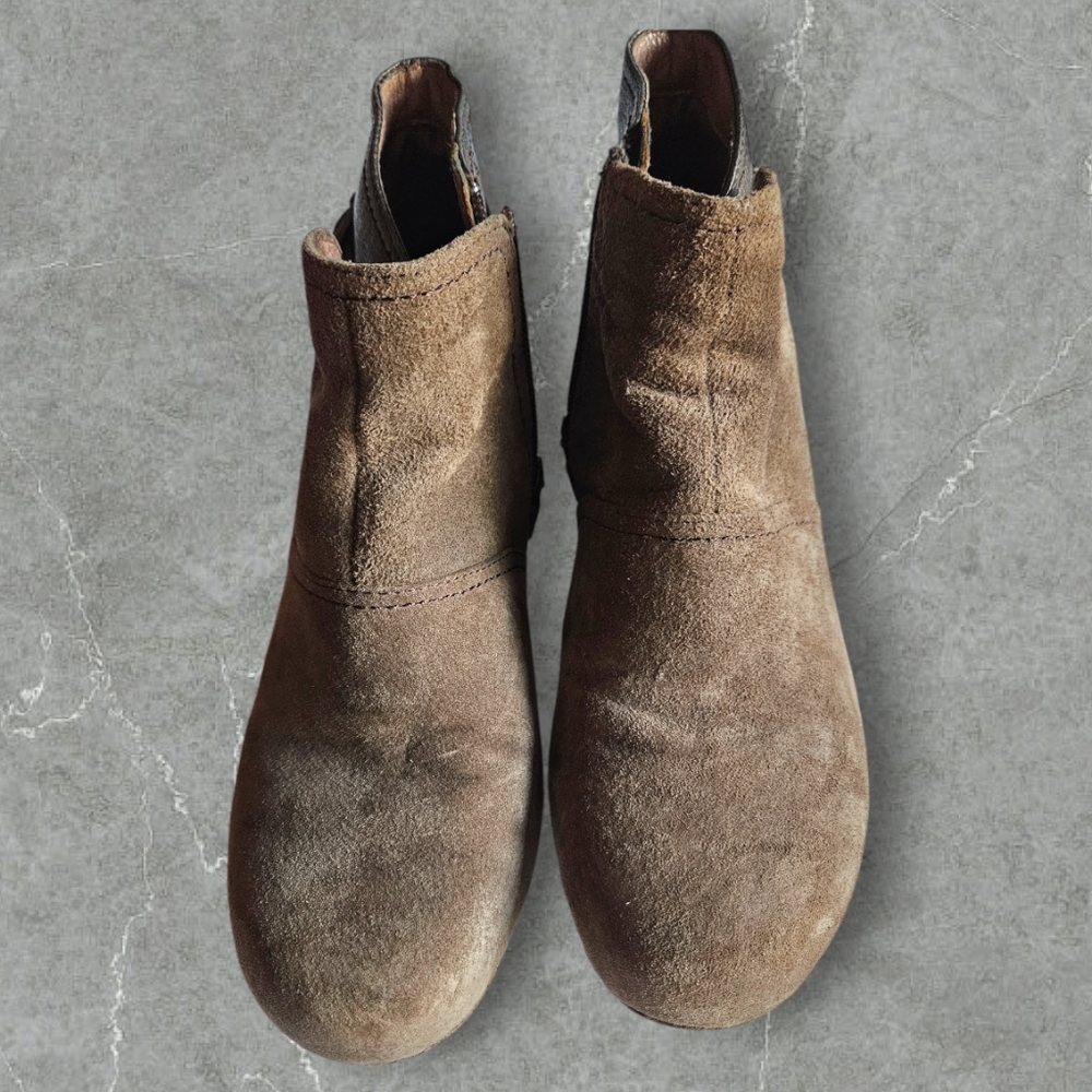 Dansko two tone brown taupe suede leather booties with buckle detail Womens 8 - Picture 9 of 11